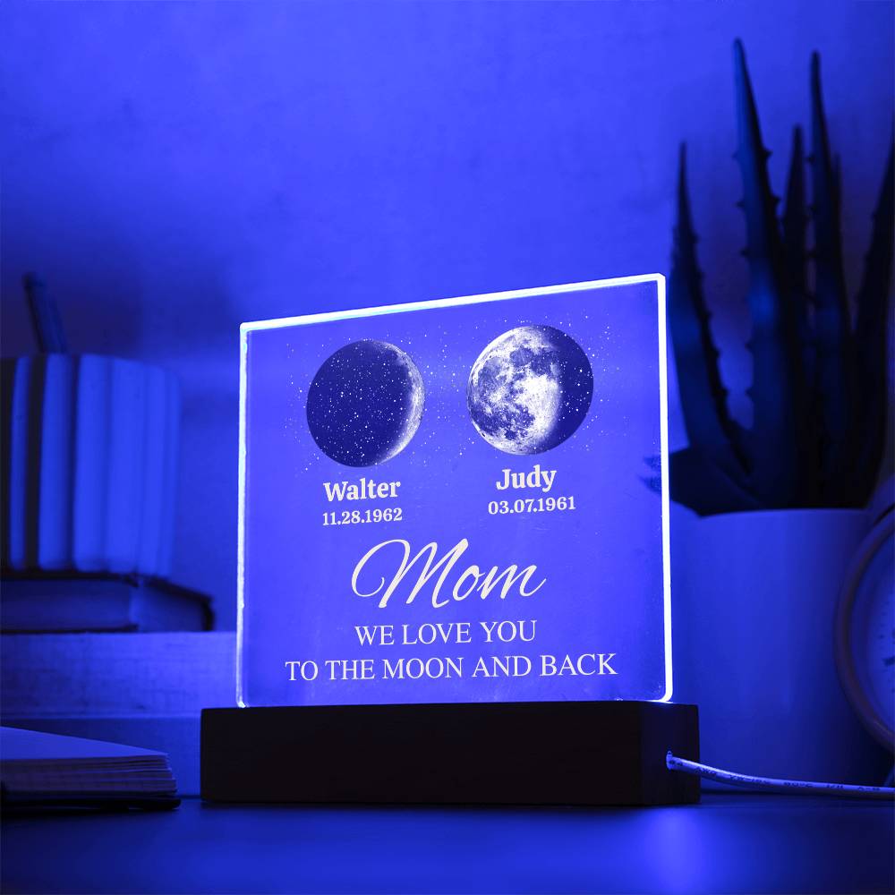 Personalized Moons Phase Night Light with Kids Names