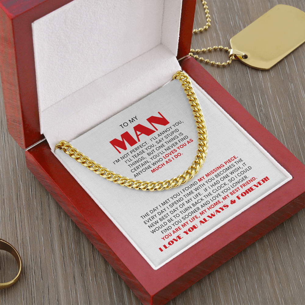 To My Man | Timeless Cuban Link Necklace Gift | A Classic Gift for Every Man