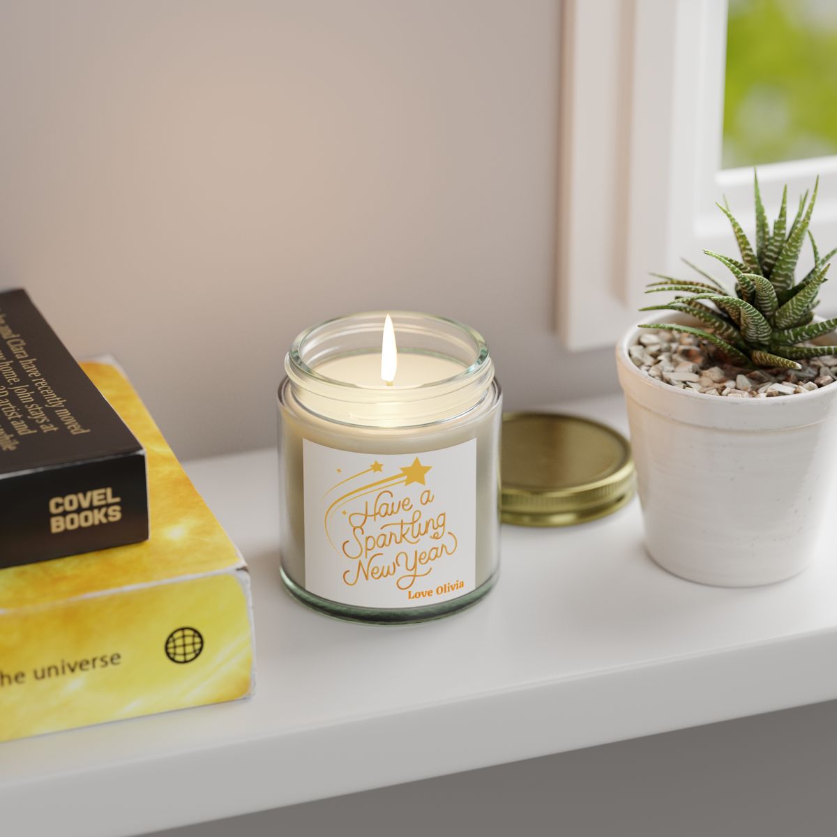 Happy New Year Candle 2025, Coconut Apricot Wax (4oz, 9oz)
