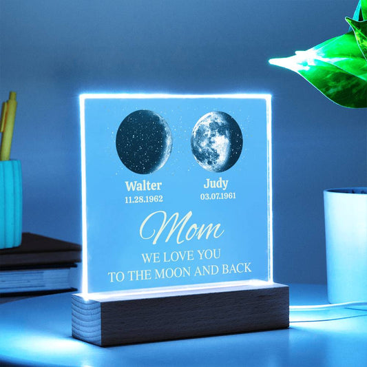Personalized Moons Phase Night Light with Kids Names