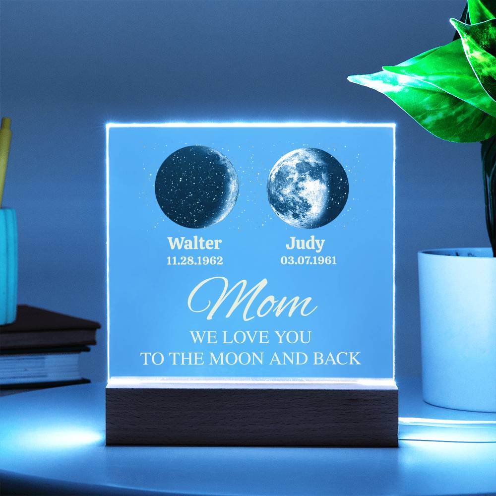 Personalized Moons Phase Night Light with Kids Names