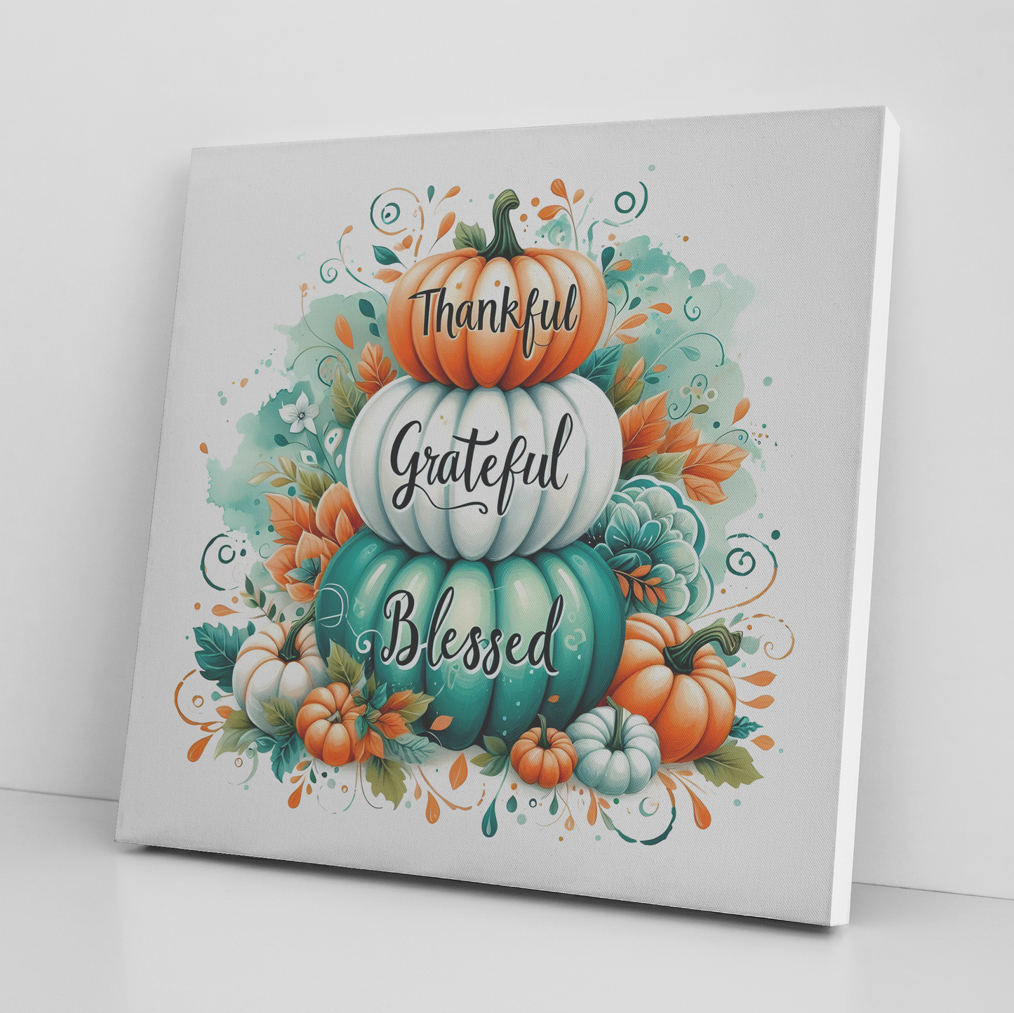 Thankful, Grateful and Blessed Canvas Wrap