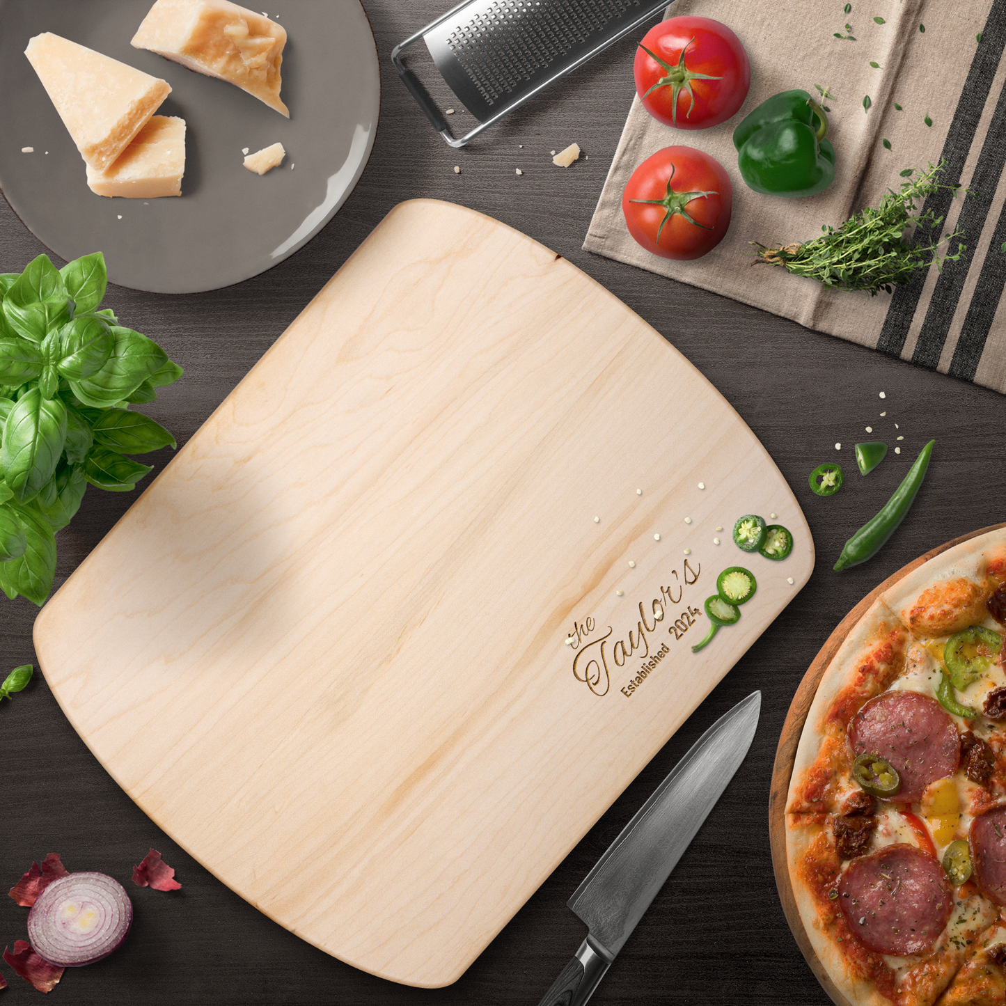 Personalized Family Name Wooden Cutting Board