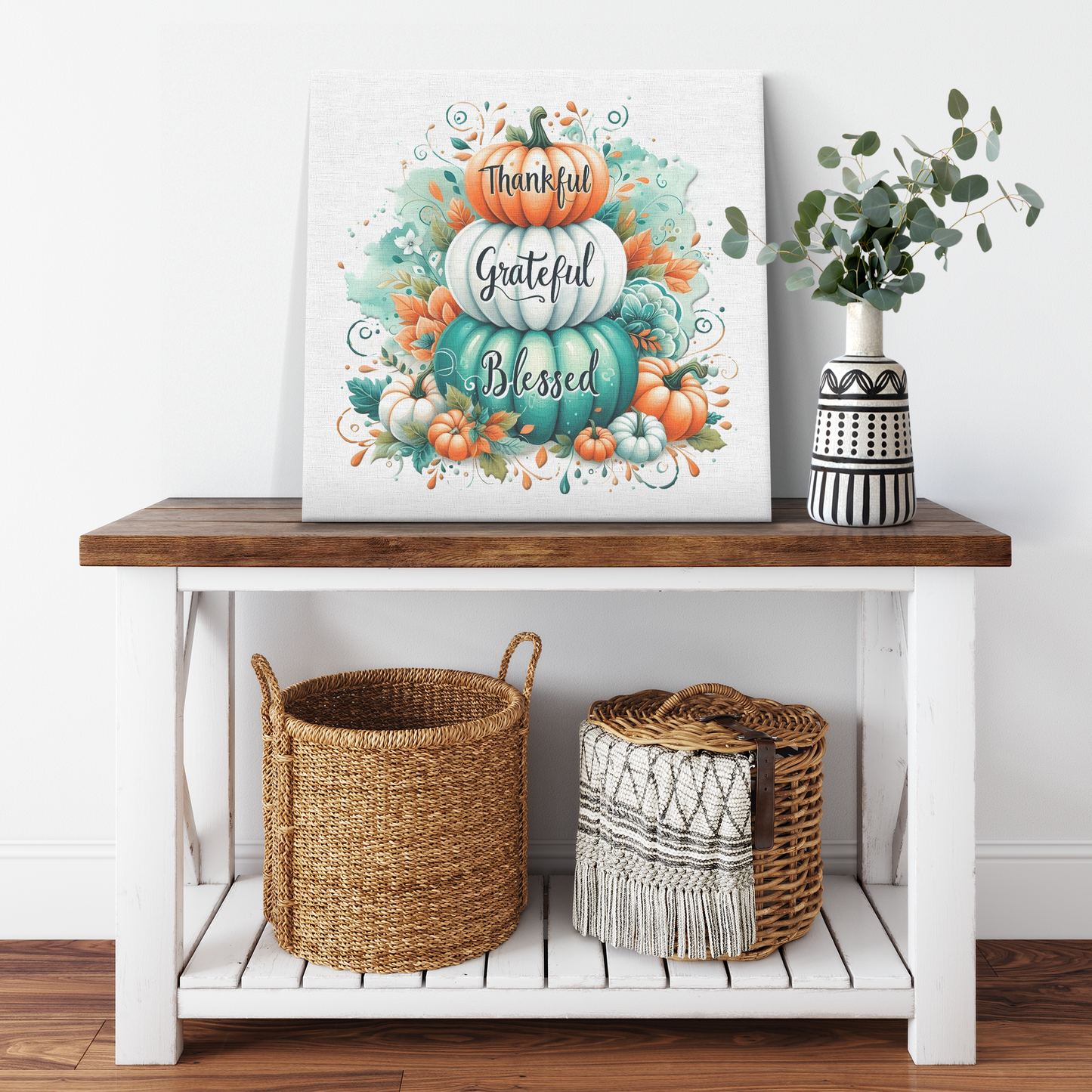 Thankful, Grateful and Blessed Canvas Wrap