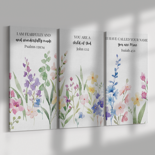 Bible Verse Nursery 3 Piece Canvas Wall Art