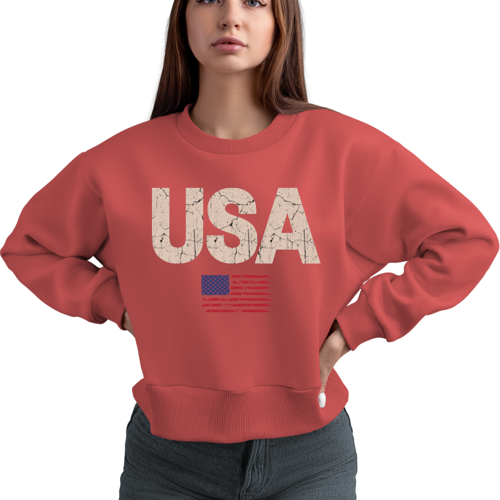 Retro USA Long sleeve shirt, Womens USA Crewneck Long sleeve shirt, USA Long sleeve shirt, America Long sleeve shirt, 4th of July Long sleeve shirt, Patriotic Long sleeve shirt