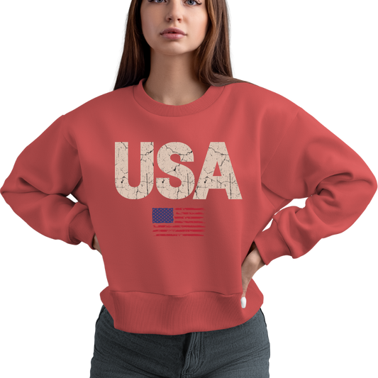 Retro USA Long sleeve shirt, Womens USA Crewneck Long sleeve shirt, USA Long sleeve shirt, America Long sleeve shirt, 4th of July Long sleeve shirt, Patriotic Long sleeve shirt