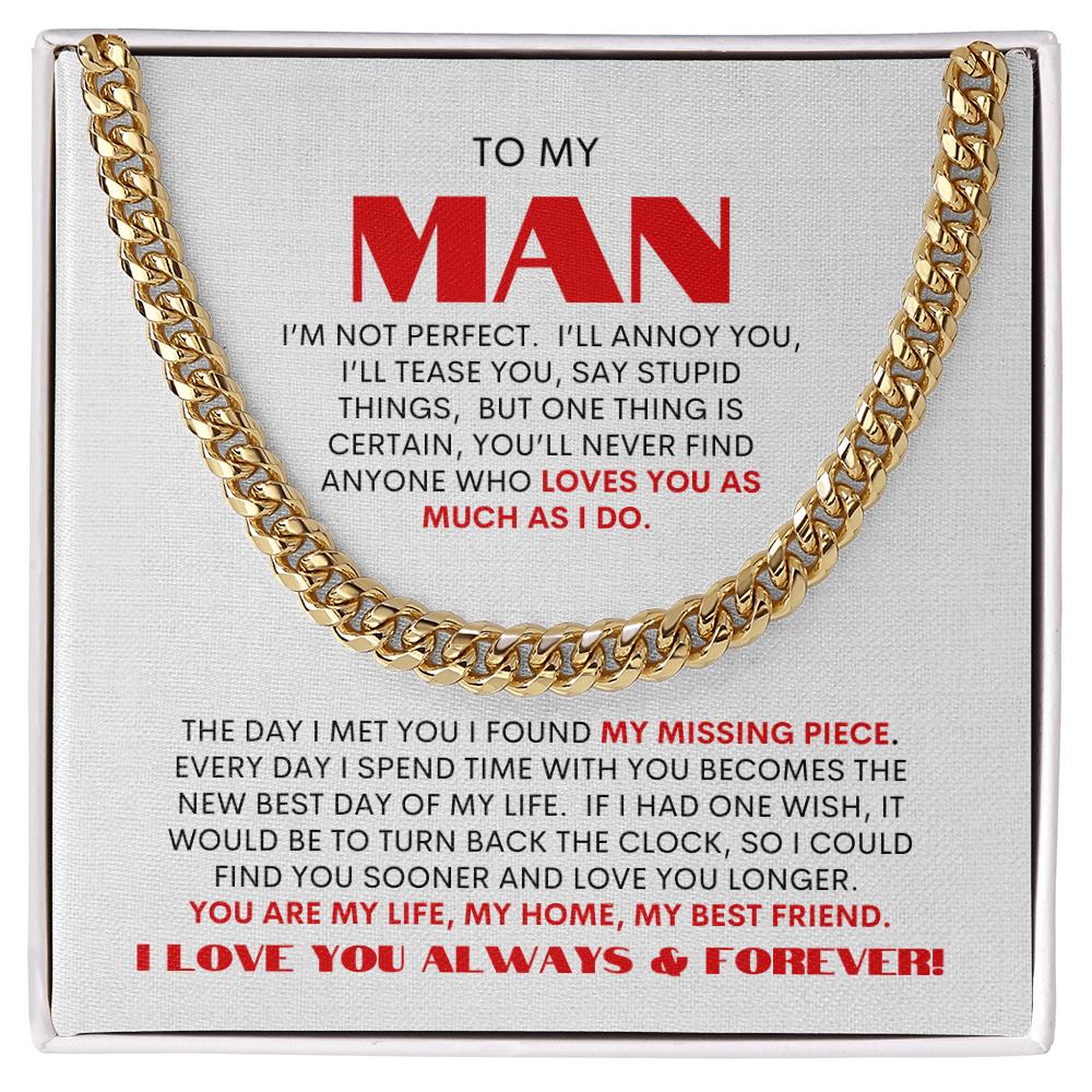 To My Man | Timeless Cuban Link Necklace Gift |  A Classic Gift for Every Man