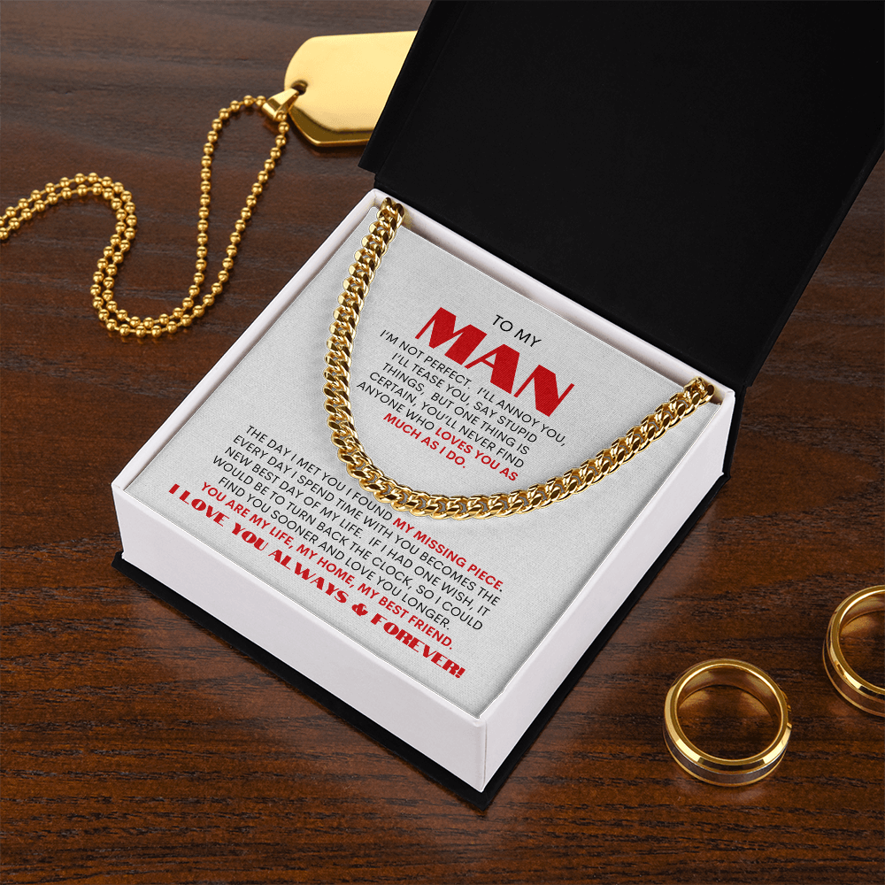 To My Man | Timeless Cuban Link Necklace Gift |  A Classic Gift for Every Man