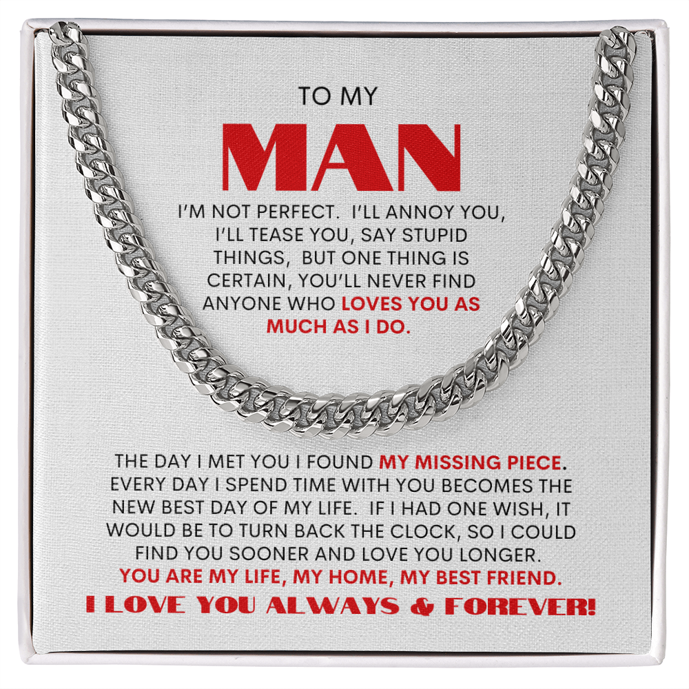 To My Man | Timeless Cuban Link Necklace Gift |  A Classic Gift for Every Man