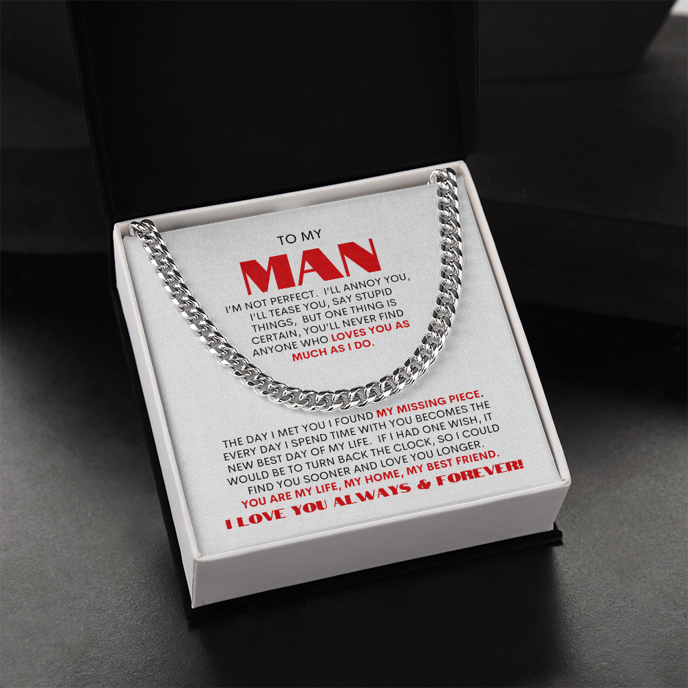 To My Man | Timeless Cuban Link Necklace Gift |  A Classic Gift for Every Man