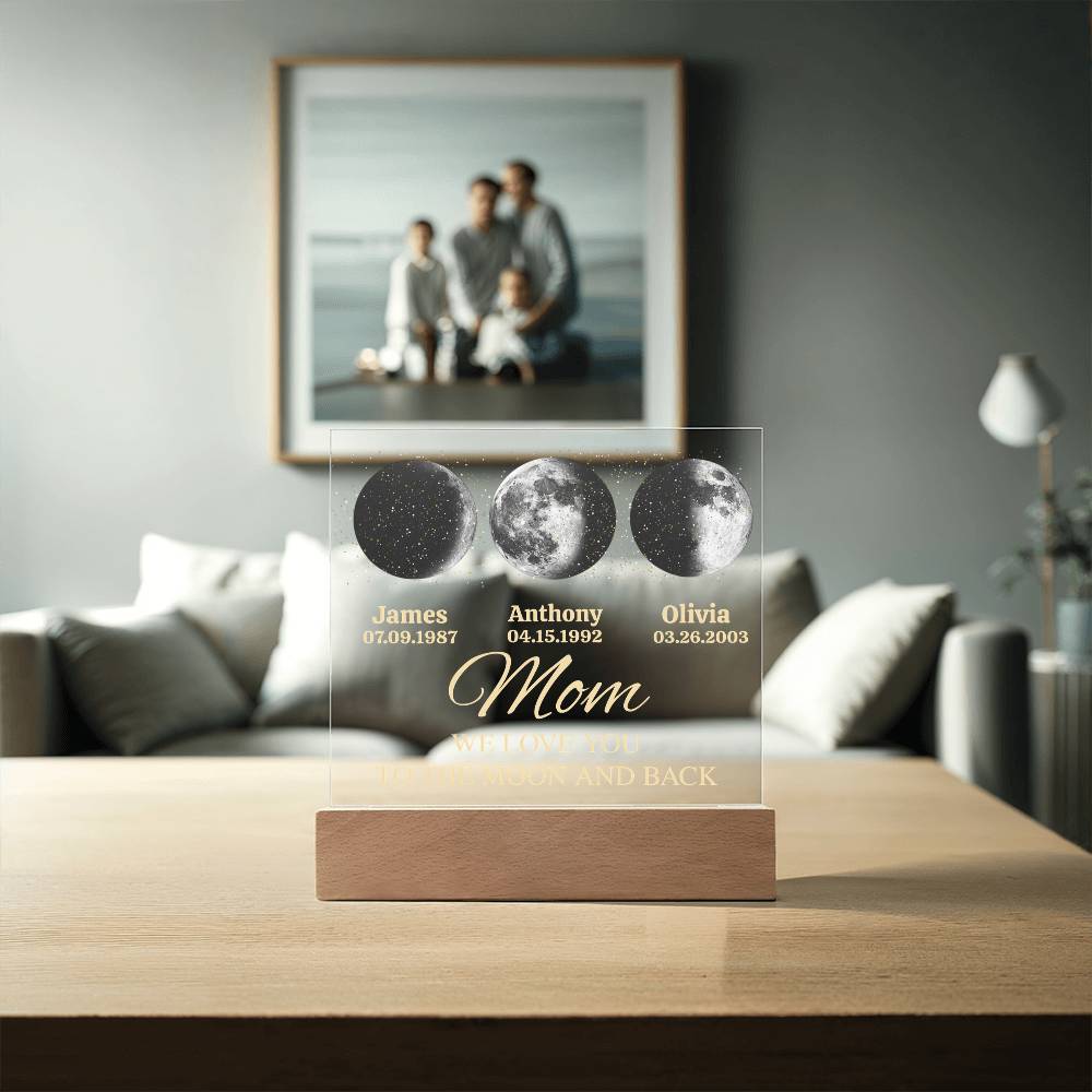 Personalized Moons Phase Night Light with Kids Names