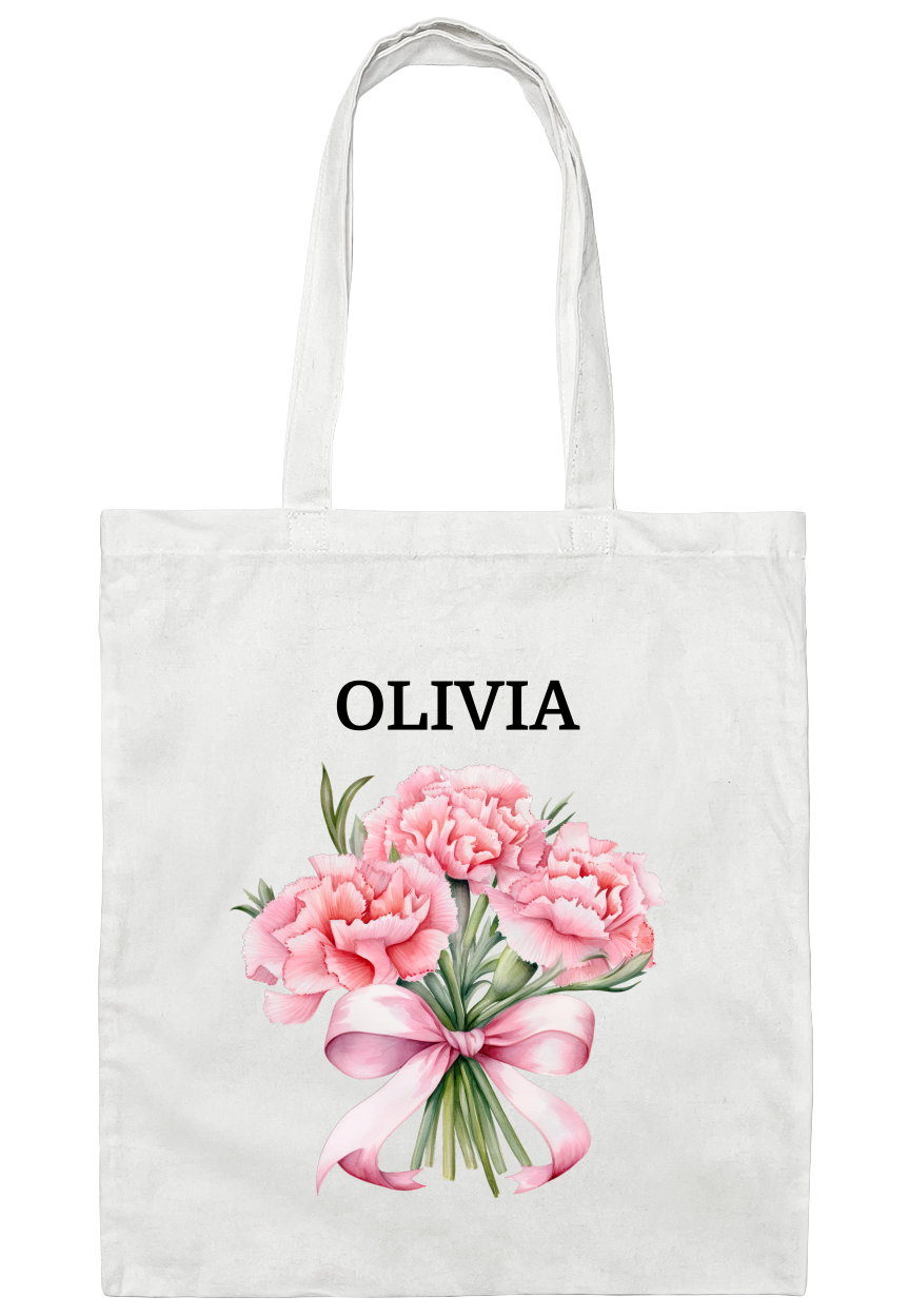 Custom Birth Flower Gift Customized Canvas Tote Bag