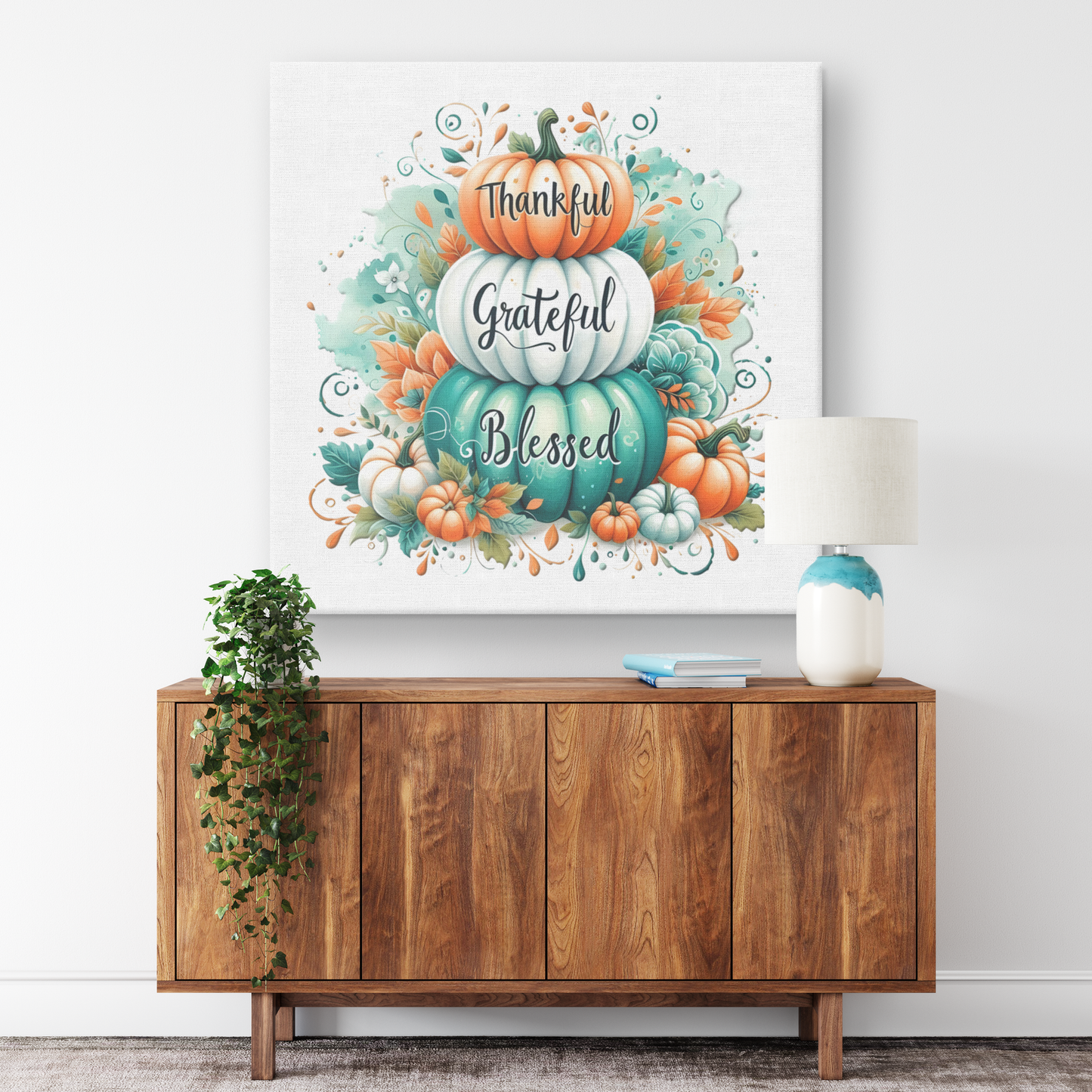 Thankful, Grateful and Blessed Canvas Wrap