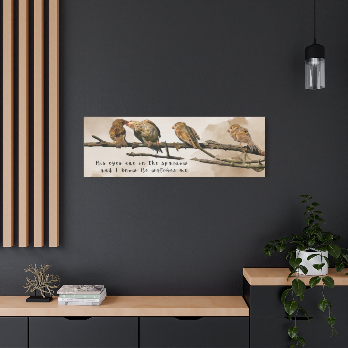 Birds Wall Art, His Eye Is On The Sparrow, Christian Wall Art Matte Canvas