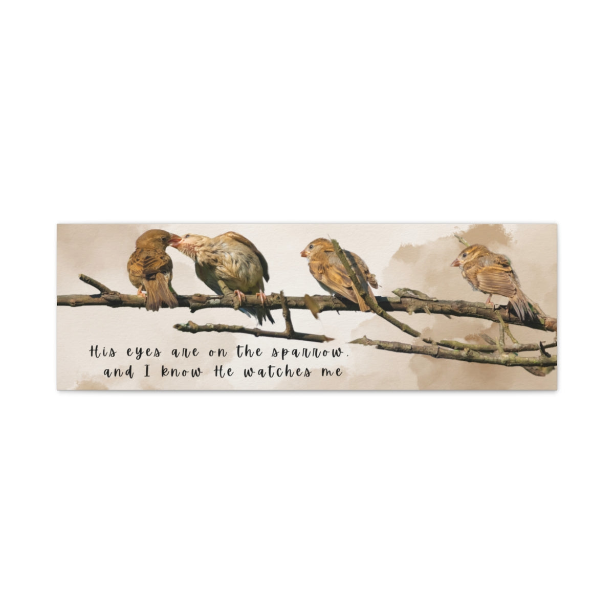 Birds Wall Art, His Eye Is On The Sparrow, Christian Wall Art Matte Canvas