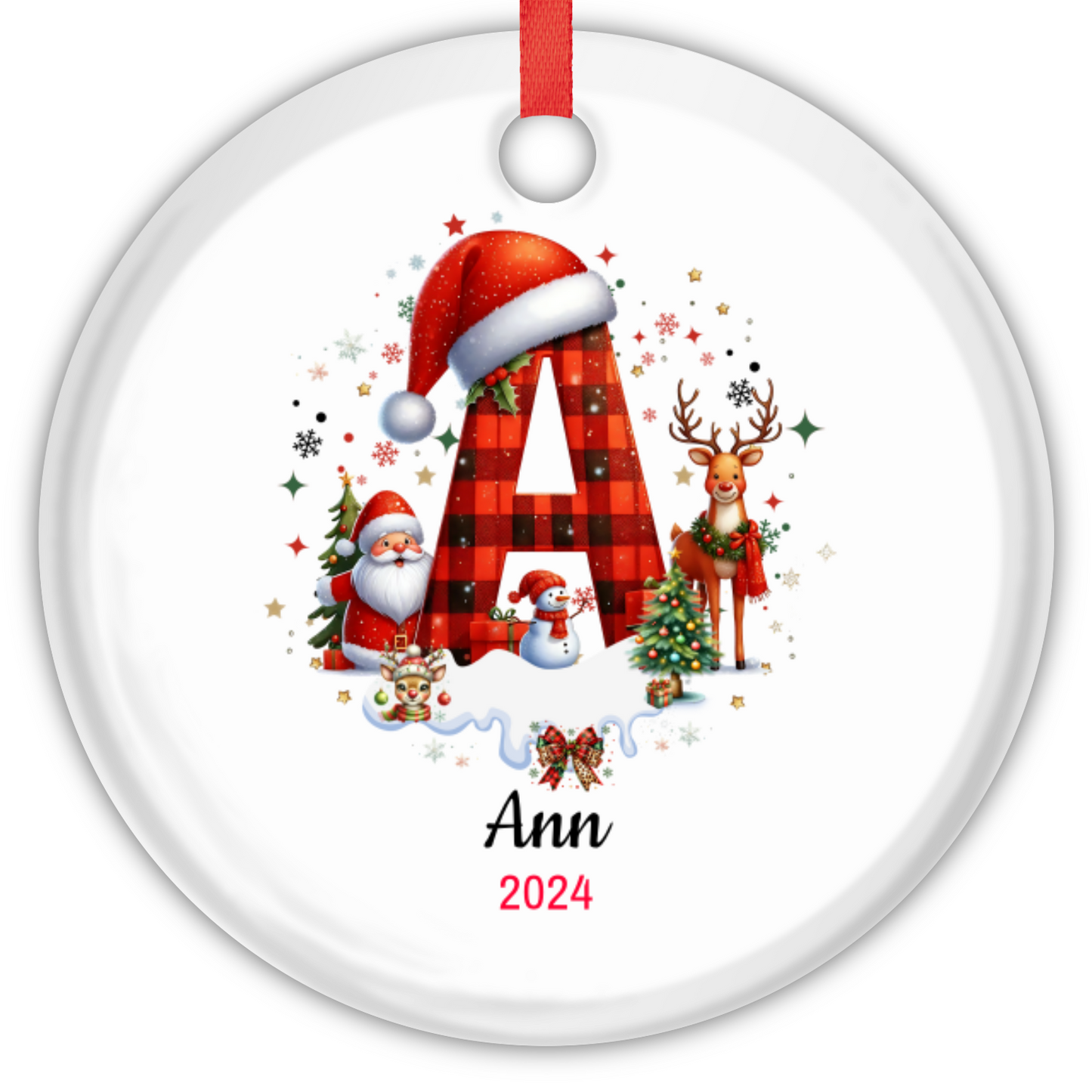 Personalized Elegance Glass Round Premium Ornament With Gift Box