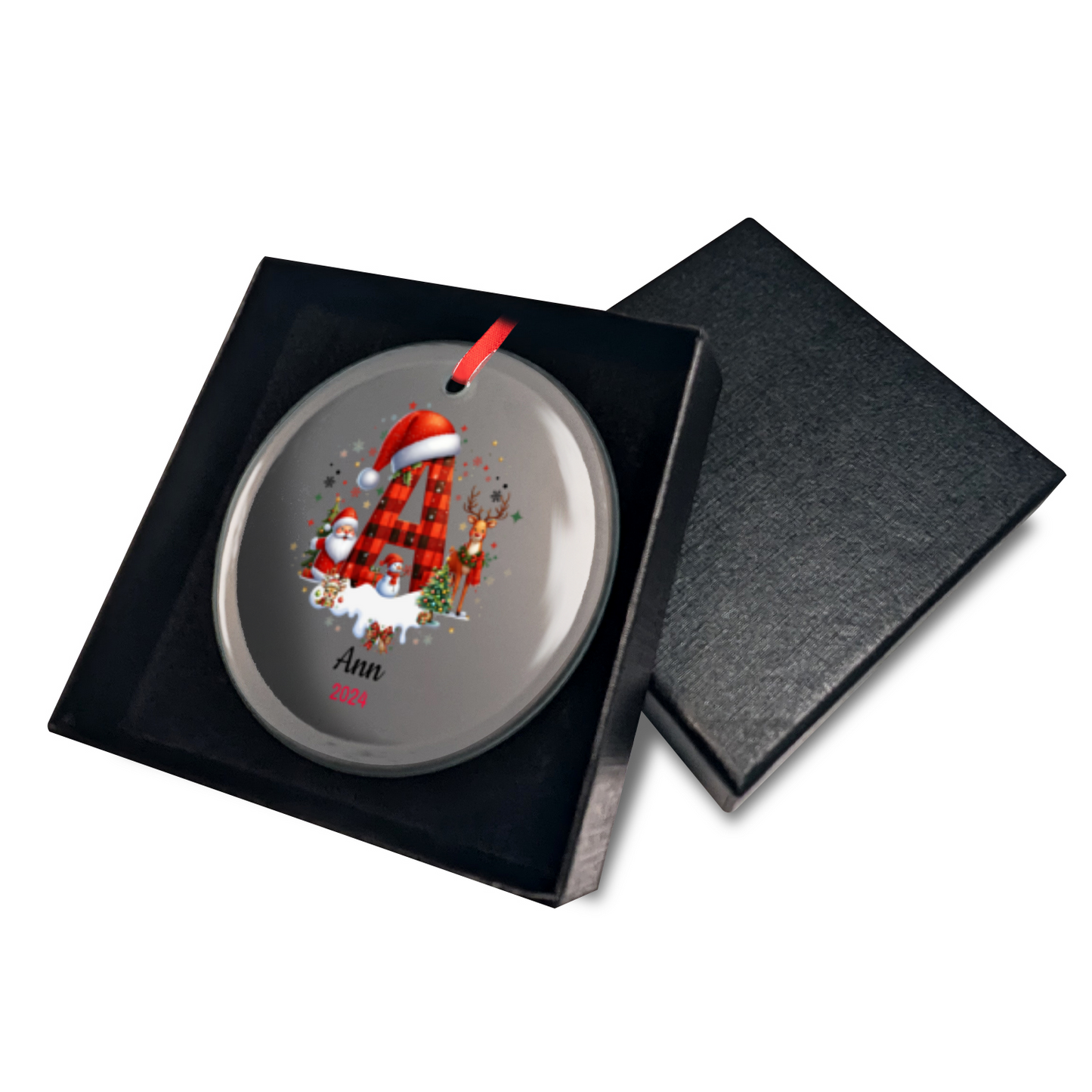 Personalized Elegance Glass Round Premium Ornament With Gift Box