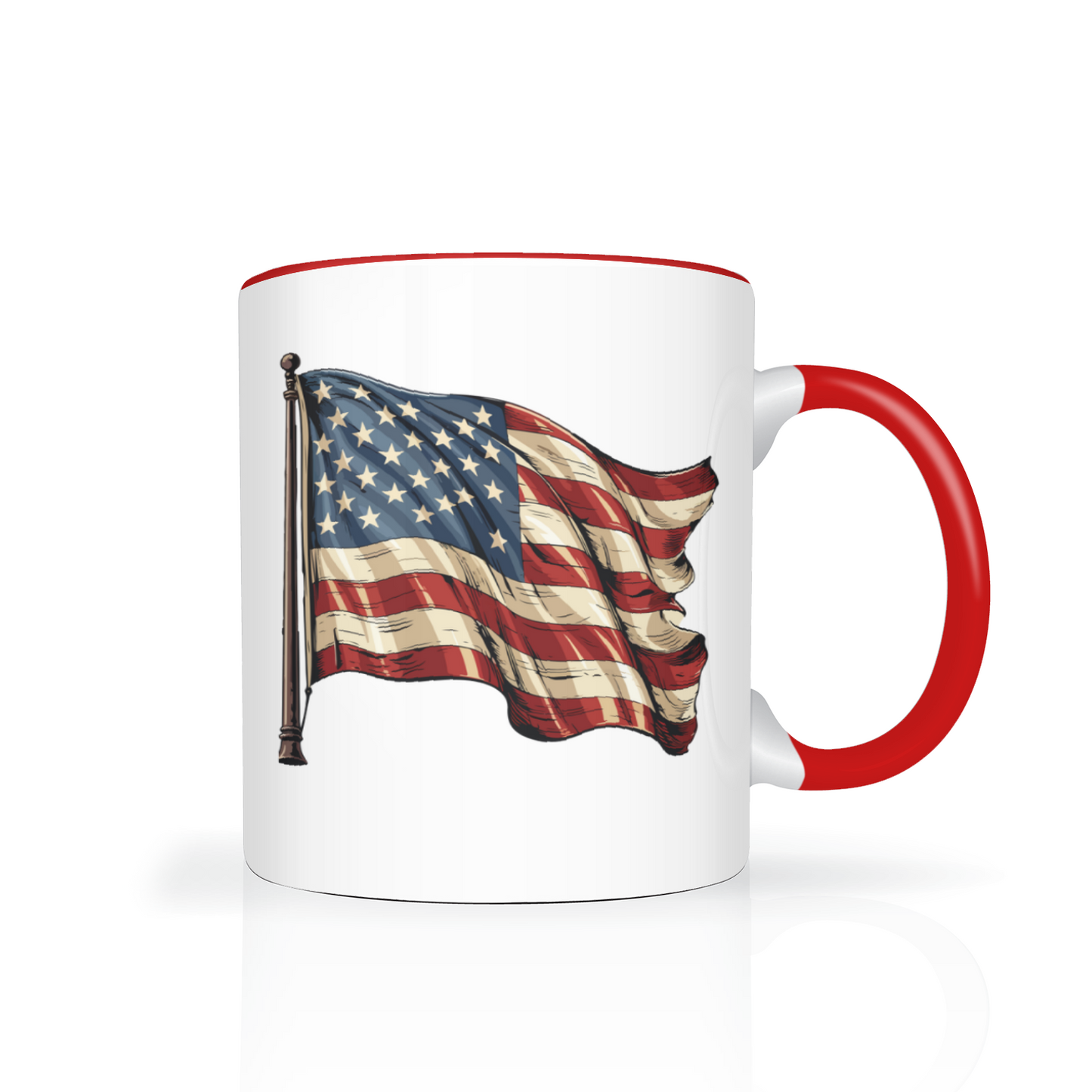 USA Flag Two Tone 11oz Mug, 4th Of July Mug, Freedom Mug, Independence Day Gift, Patriotic Mug, Memorial Day Two Tone 11oz Mug
