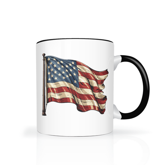 USA Flag Two Tone 11oz Mug, 4th Of July Mug, Freedom Mug, Independence Day Gift, Patriotic Mug, Memorial Day Two Tone 11oz Mug