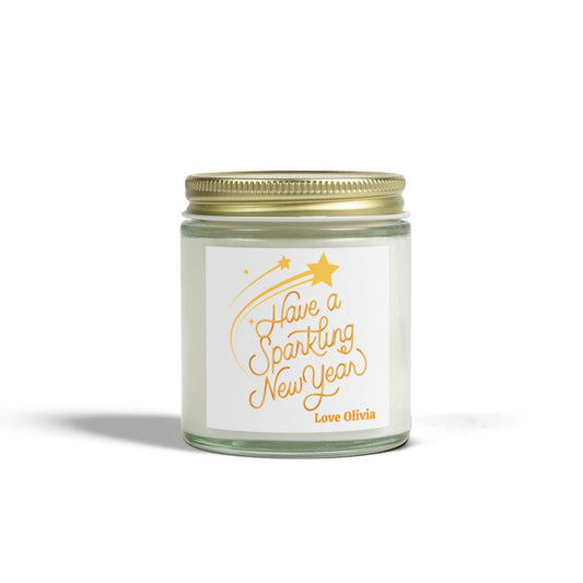 Happy New Year Candle 2025, Coconut Apricot Wax (4oz, 9oz)