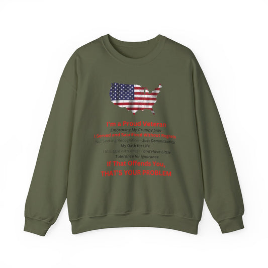 I'm a Proud Veteran Embracing My Grumpy Side - Unisex Heavy Blend™ Crewneck Sweatshirt